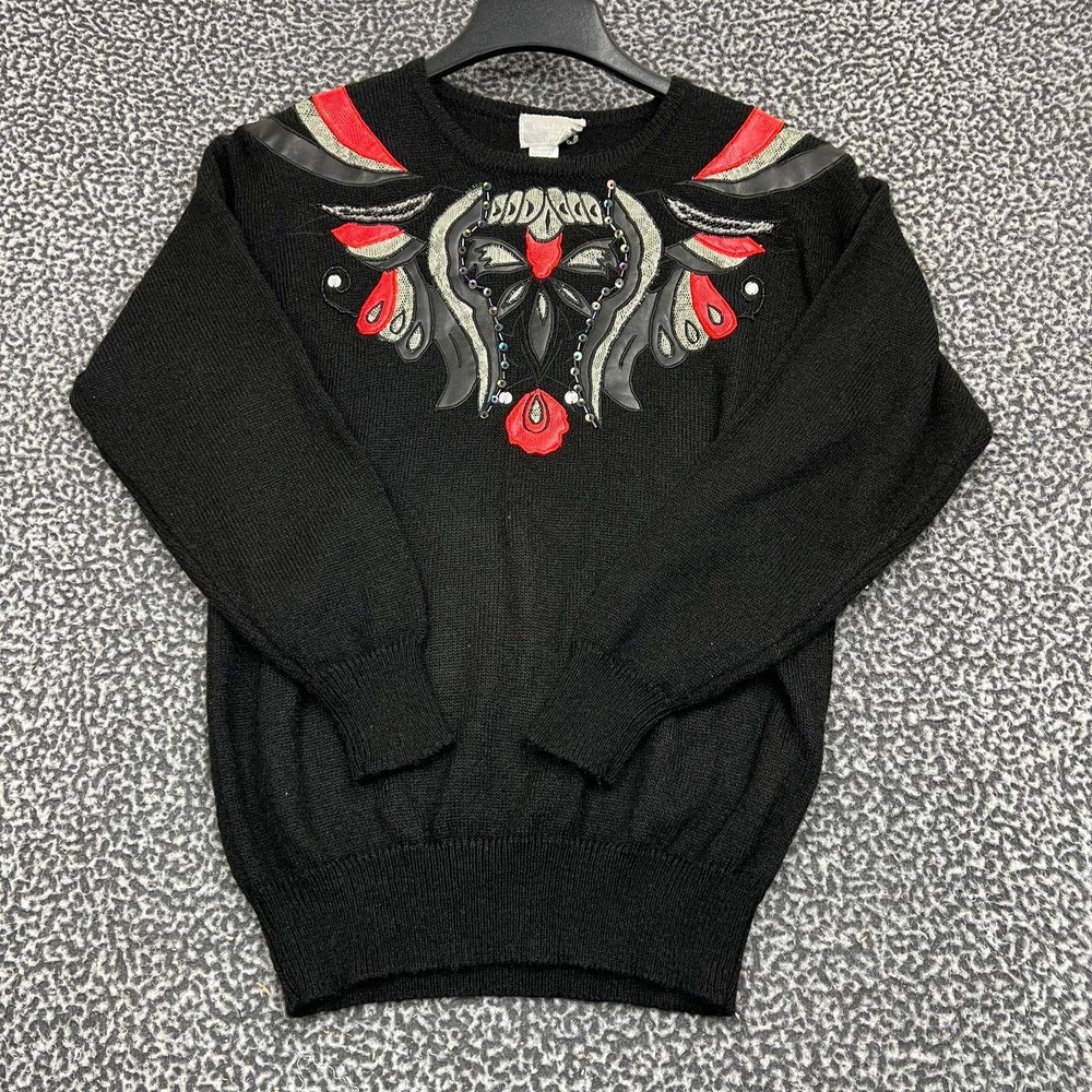 Regency Collection for Joyce Sweater Women‎ Large Black Pullover Long Sleeve L